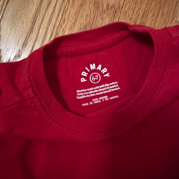 Primary Red Long-Sleeve Tee and Leggings, kids 6/7 top and 6 pants, Cherry, EUC - Picture 4 of 9